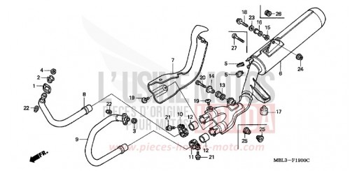 SILENCIEUX D'ECHAPPEMENT NT650VW de 1998